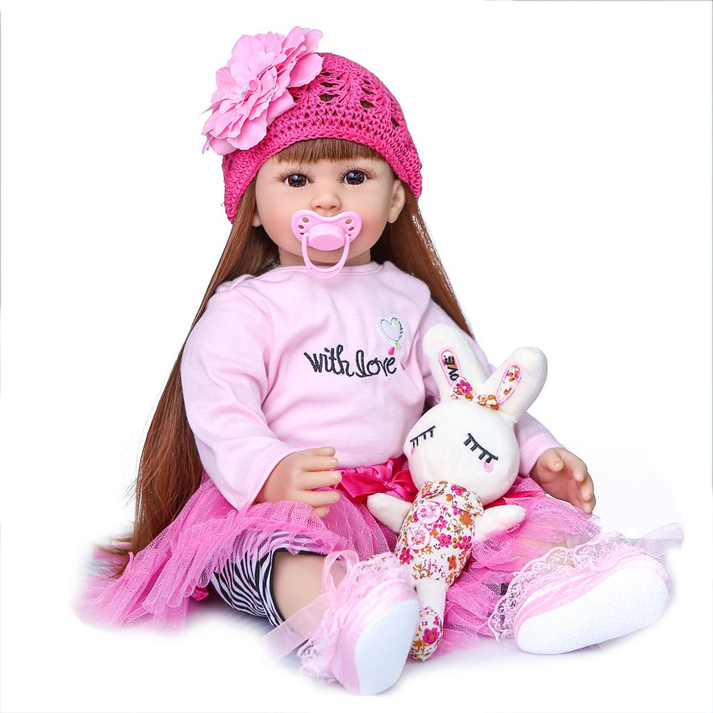 Bebes-60cm 리본돌, 비닐 장난감, 여아 아기 인형, 실리콘 공주 어린이 아기 인형, 생일 선물, 한정판 인형